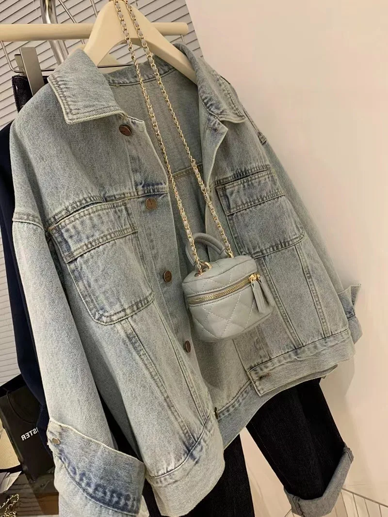 Embroidery Jacket Jeans - 여성용 데님 코트 Y2k 용수철 가을