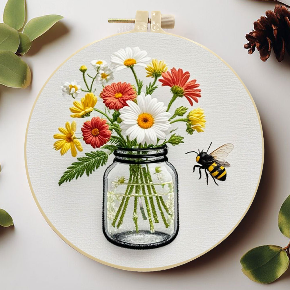 Embroidery Daisy Flower - 1개 DIY 자수 키트 데이지 꽃