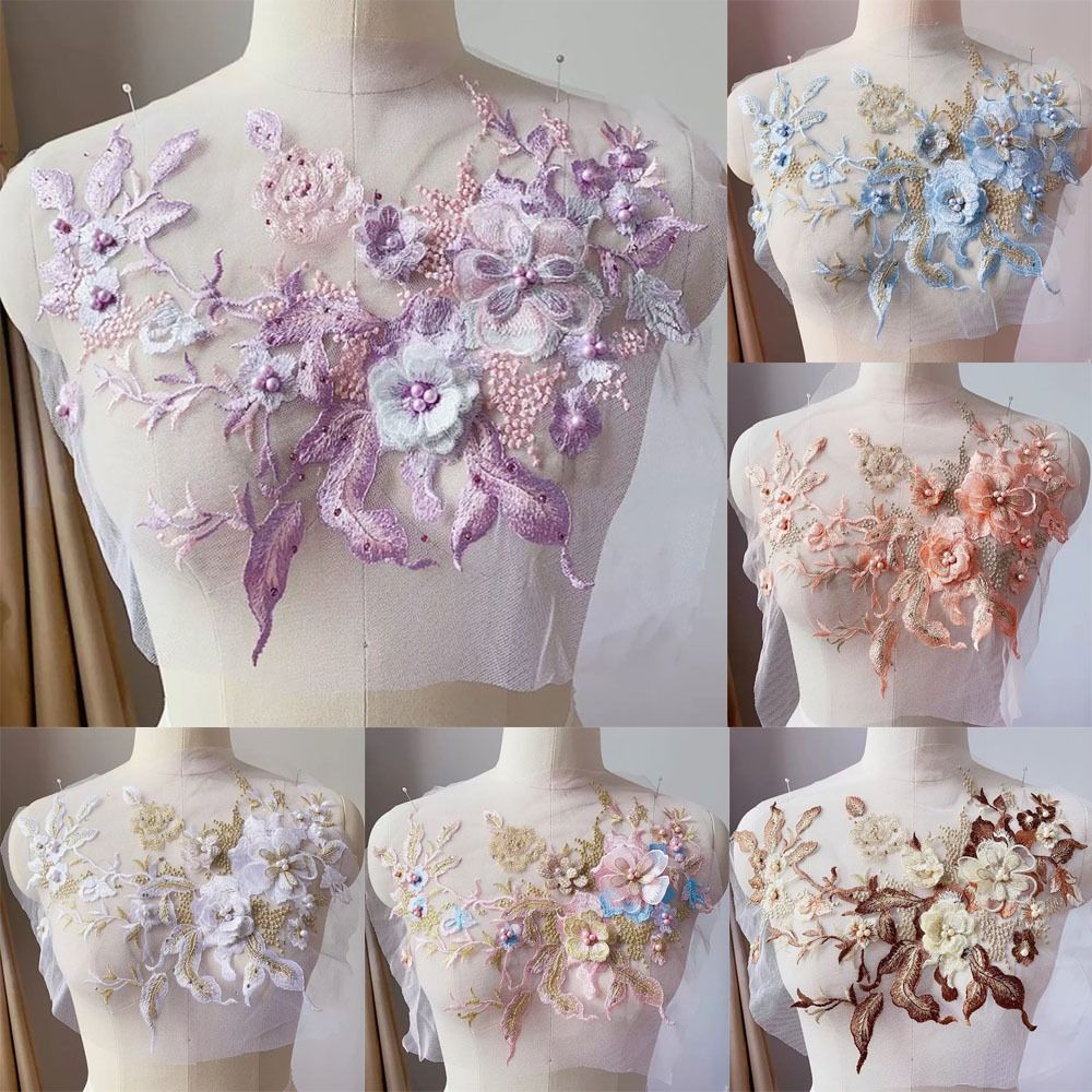 Embroidery Flower Pattern - 3D 꽃 페르시 레이스 직물 Applique