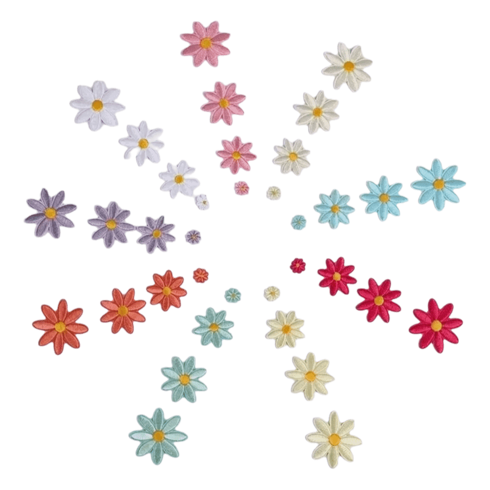 Embroidery Daisy Flower - 36개 꽃무늬 데이지 꽃 패치 DIY