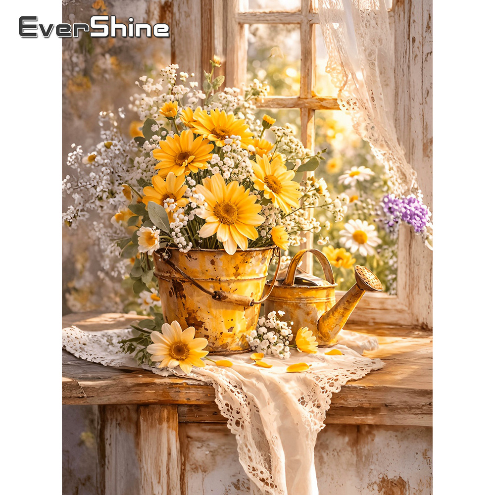 Embroidery Daisy Flower - Evershine 다이아몬드 자수 해바라기 풀 스퀘어