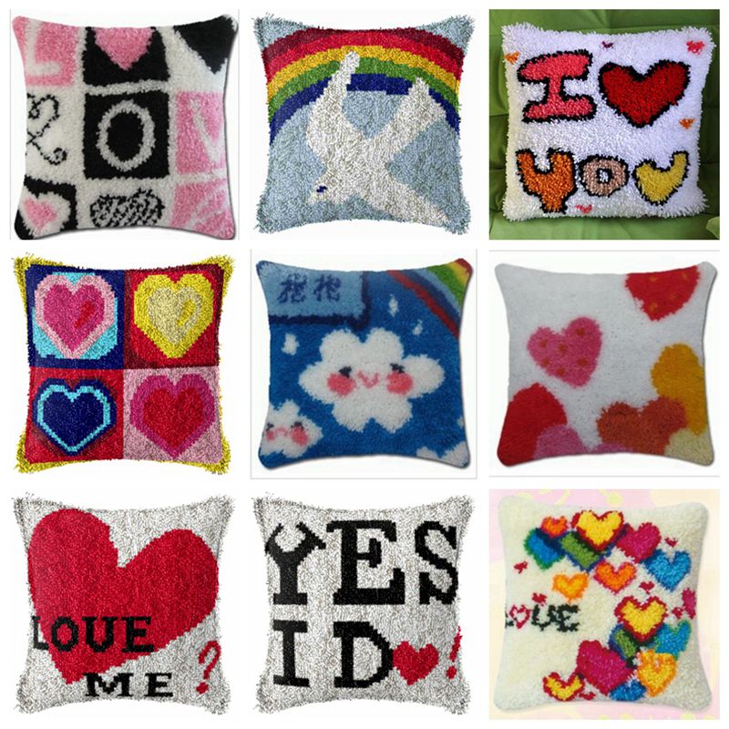 Printed Embroidery Kit - 레인보우 러브 시리즈 래치 후크 러그