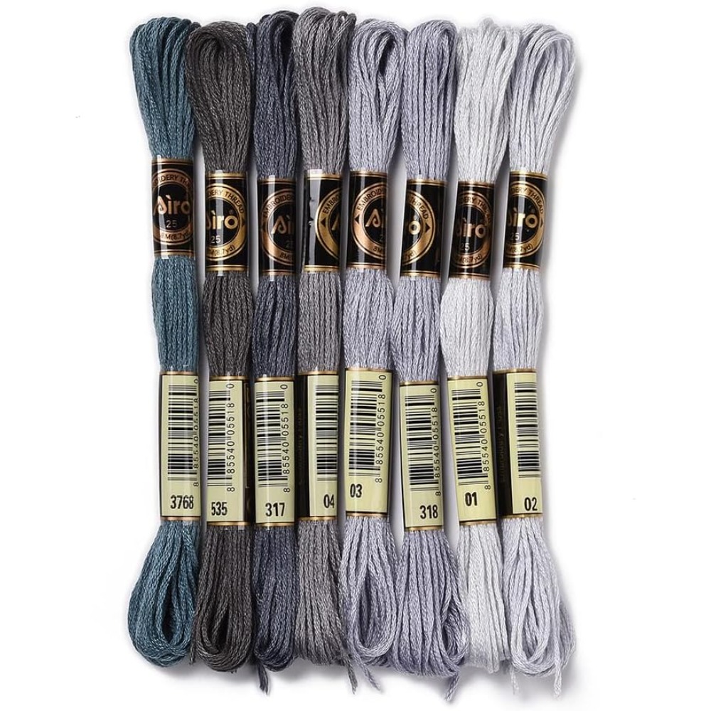 Embroidery Gradient - 8 Skeins 70 야드 회색 우정