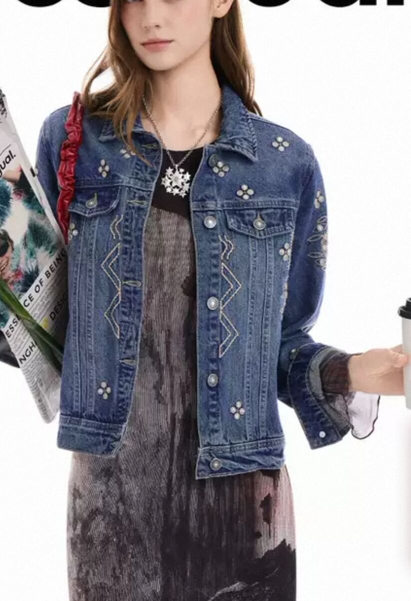 Embroidery Jacket Jeans - 스페인 해외 무역 신상 자수 꽃무늬