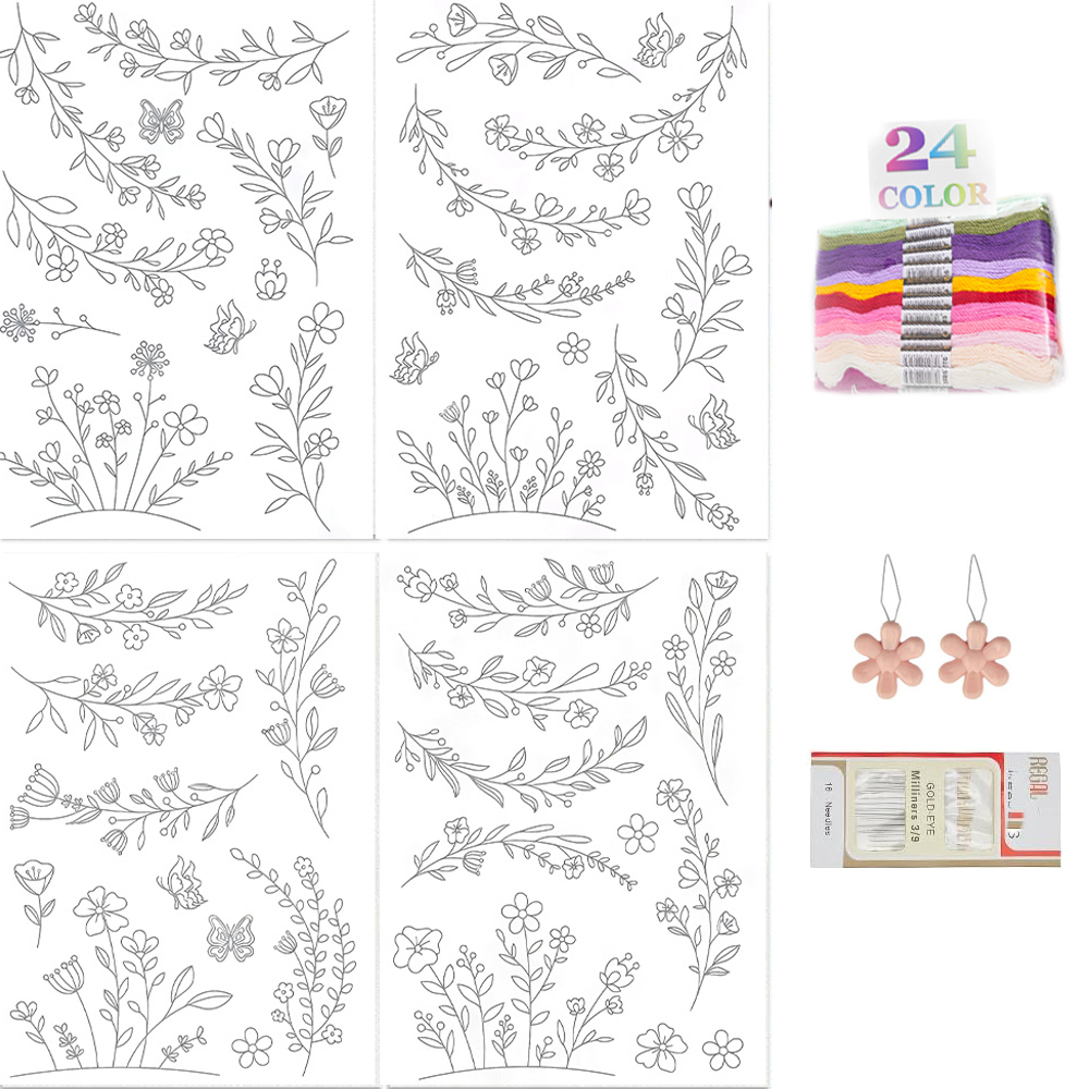 Embroidery Flower Pattern - 수용성 자수 안정제 종이 스틱 스티치