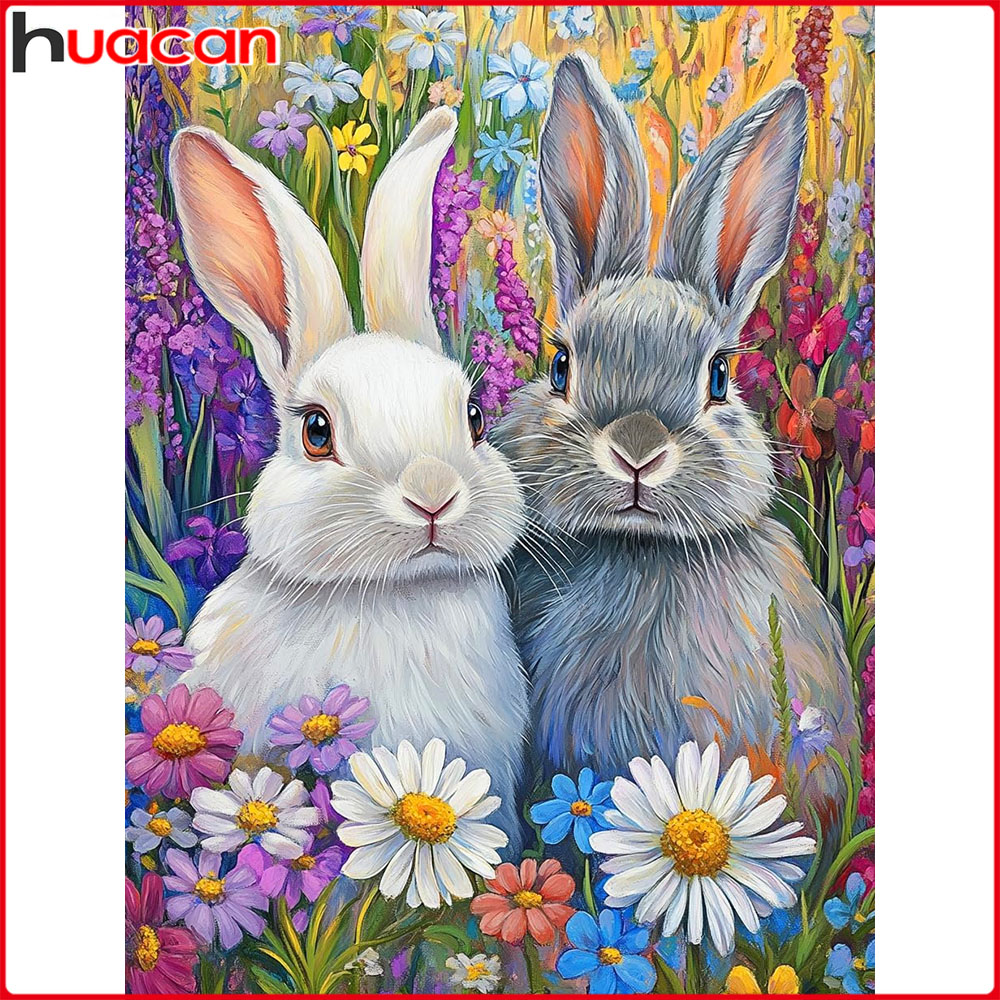 Embroidery Daisy Flower - Huacan 풀 스퀘어 라운드 다이아몬드 페인팅