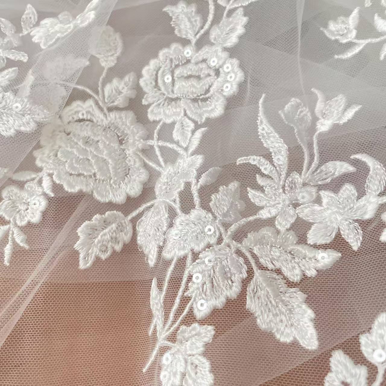 Embroidery Flower Pattern - 프랑스 자수 레이스 원단, 아름다운 꽃,