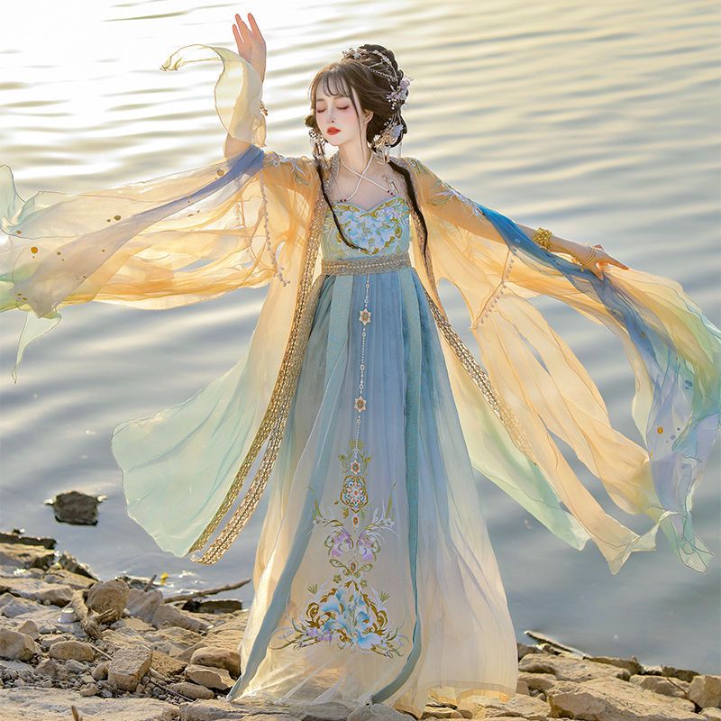 Embroidery Yellow - 중국어 Hanfu 드레스 여성 전통 자수