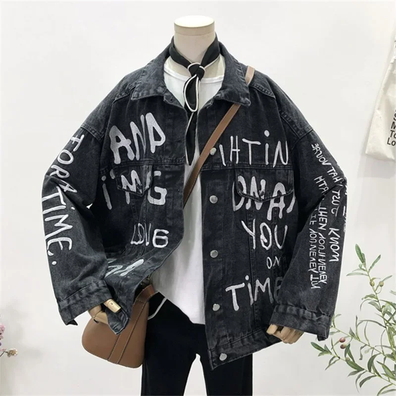 가을 한국어 편지 자수 데님 자켓 코트 여성 느슨한 중 - Embroidery Jacket Jeans 리뷰 및 가격