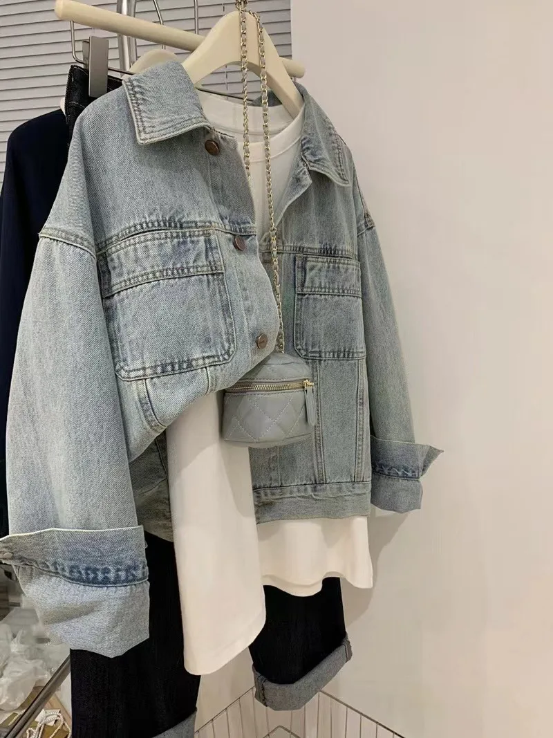 여성용 데님 코트 Y2k 용수철 가을 코튼 로파 활 청 - Embroidery Jacket Jeans 리뷰 및 가격