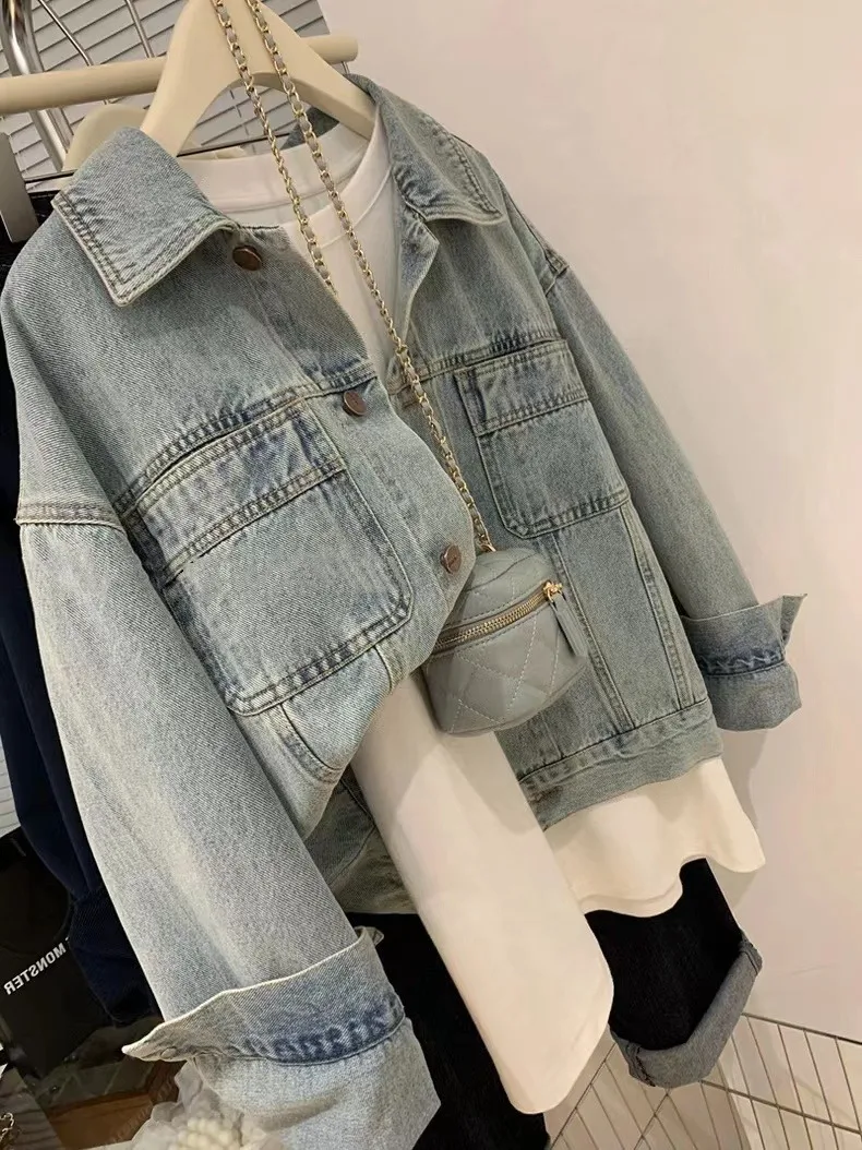 여성용 데님 코트 Y2k 용수철 가을 코튼 로파 활 청 - Embroidery Jacket Jeans 리뷰 및 가격