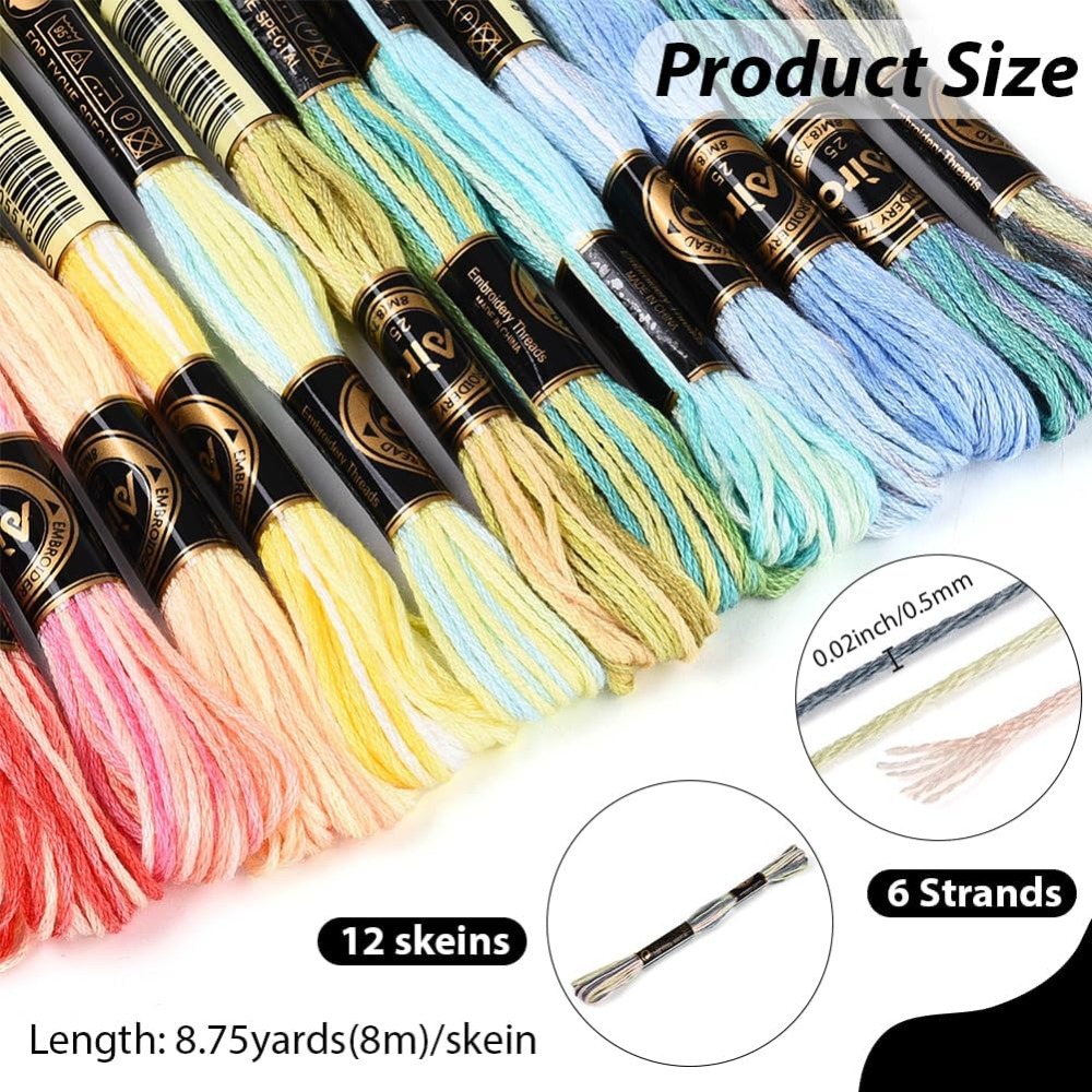 12개의 실뭉치, 105야드, 6합, 다양한 색상의 크 - Embroidery Gradient 리뷰 및 가격