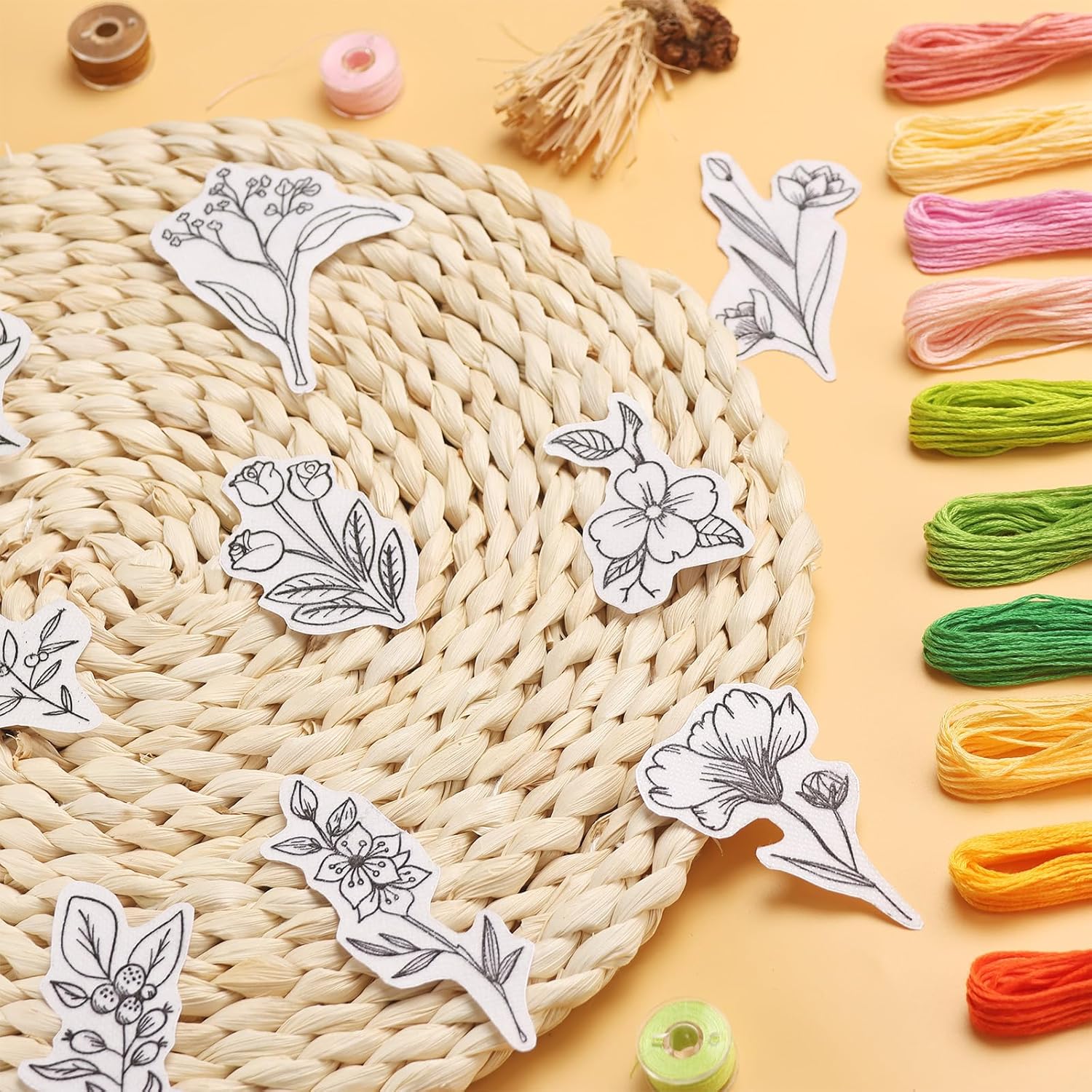 50Pcs 수용성 자수 안정제, 사전 인쇄된 꽃과 잎  - Embroidery Flower Pattern 리뷰 및 가격