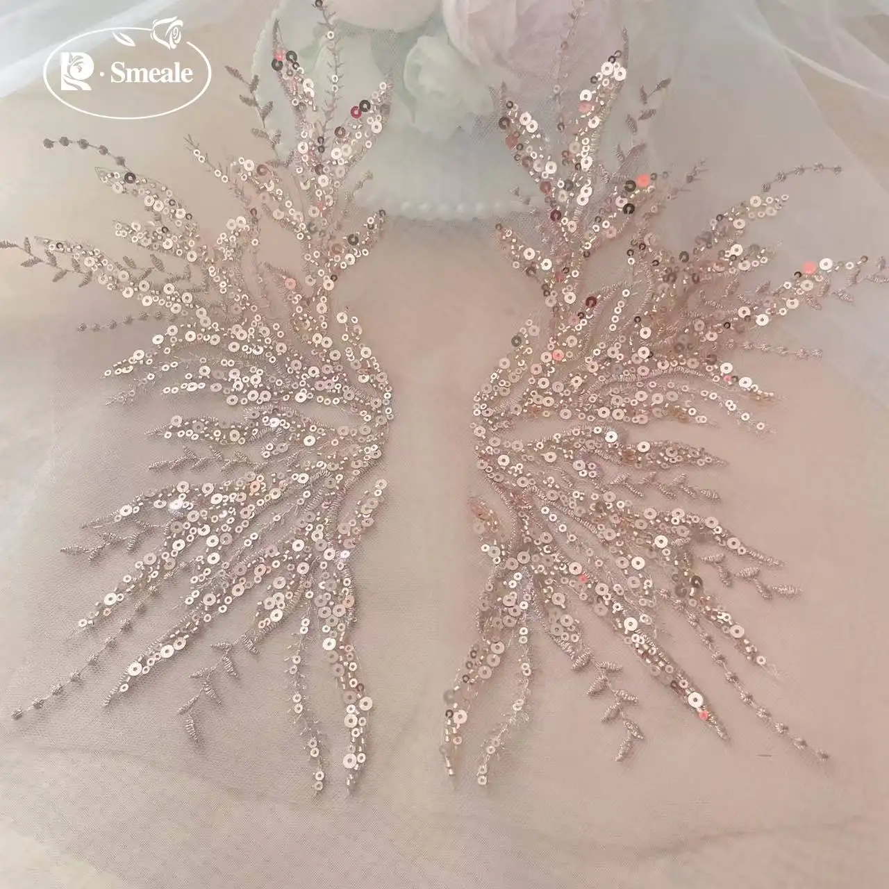 5Pair-2Pair. 로즈 골드 스팽글 튜브 비즈 자 - Embroidery Flower Pattern 리뷰 및 가격