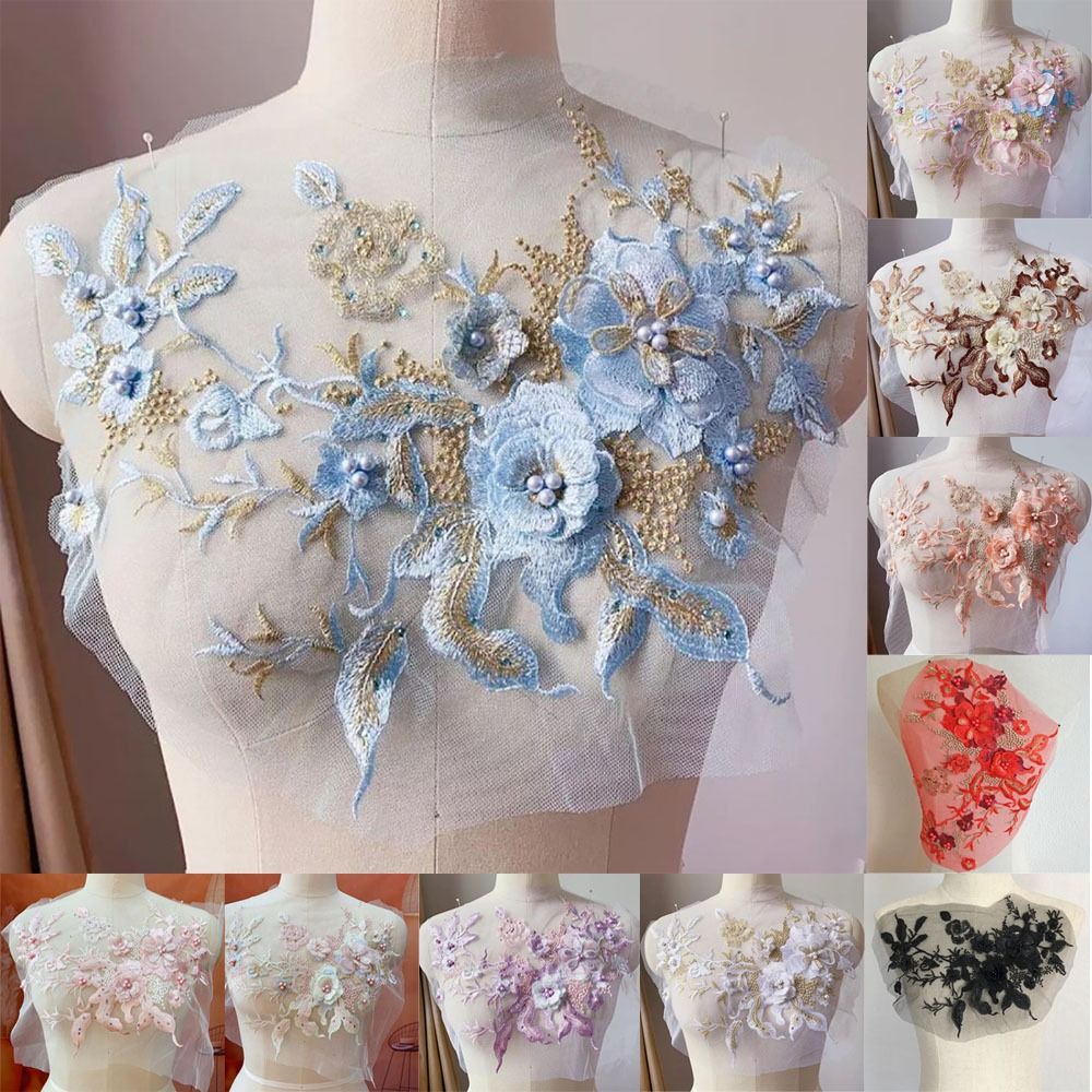 3D 꽃 페르시 레이스 직물 Applique 자수 결혼 - Embroidery Flower Pattern 리뷰 및 가격