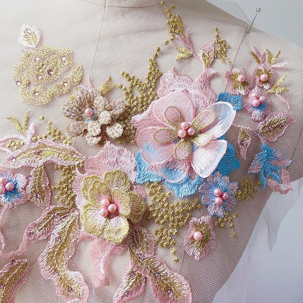 3D 꽃 페르시 레이스 직물 Applique 자수 결혼 - Embroidery Flower Pattern 리뷰 및 가격