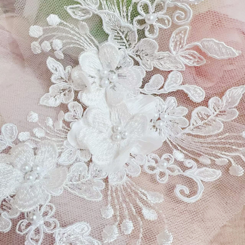 2PCS=1쌍, 로프 자수 진주 레이스 3D 미러 플라 - Embroidery Flower Pattern 리뷰 및 가격