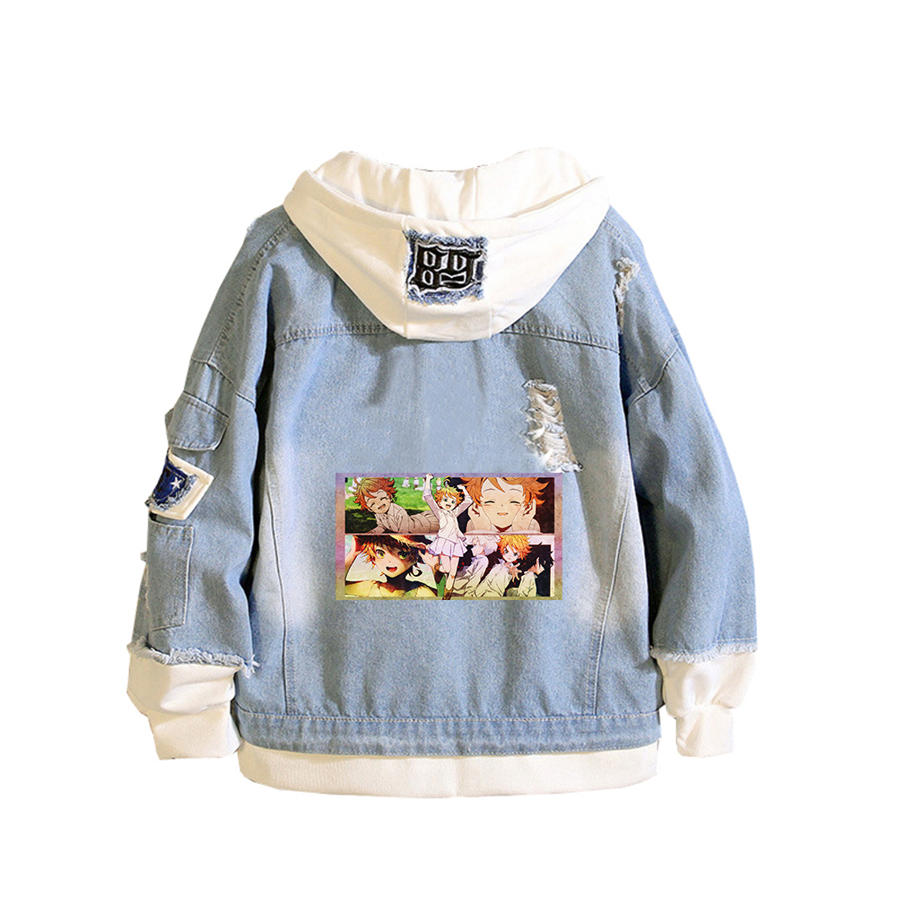 약속의 네버랜드 애니메이션 청바지 재킷 레이 노먼 만화 - Embroidery Jacket Jeans 리뷰 및 가격