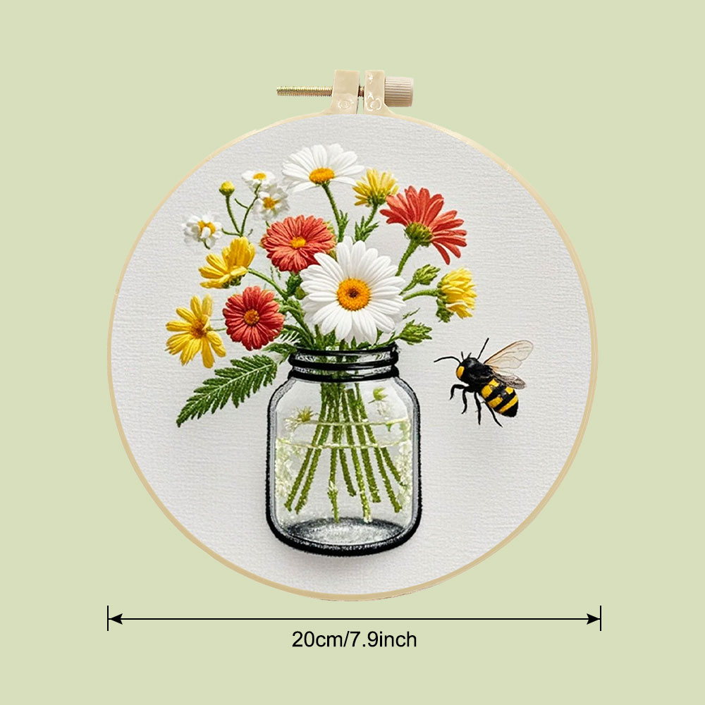 1개 DIY 자수 키트 데이지 꽃 후프 바느질 세트 바 - Embroidery Daisy Flower 리뷰 및 가격
