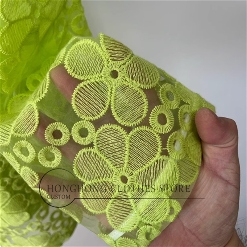 형광 노란색 무거운 자수 시스루 오간자 고급스럽고 개성 - Embroidery Yellow 리뷰 및 가격