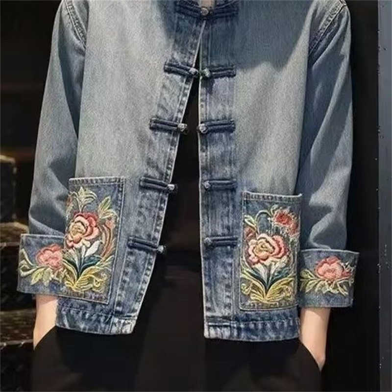 봄 가을 아름다운 자수 카우보이 코트 여성 데님 재킷  - Embroidery Jacket Jeans 리뷰 및 가격