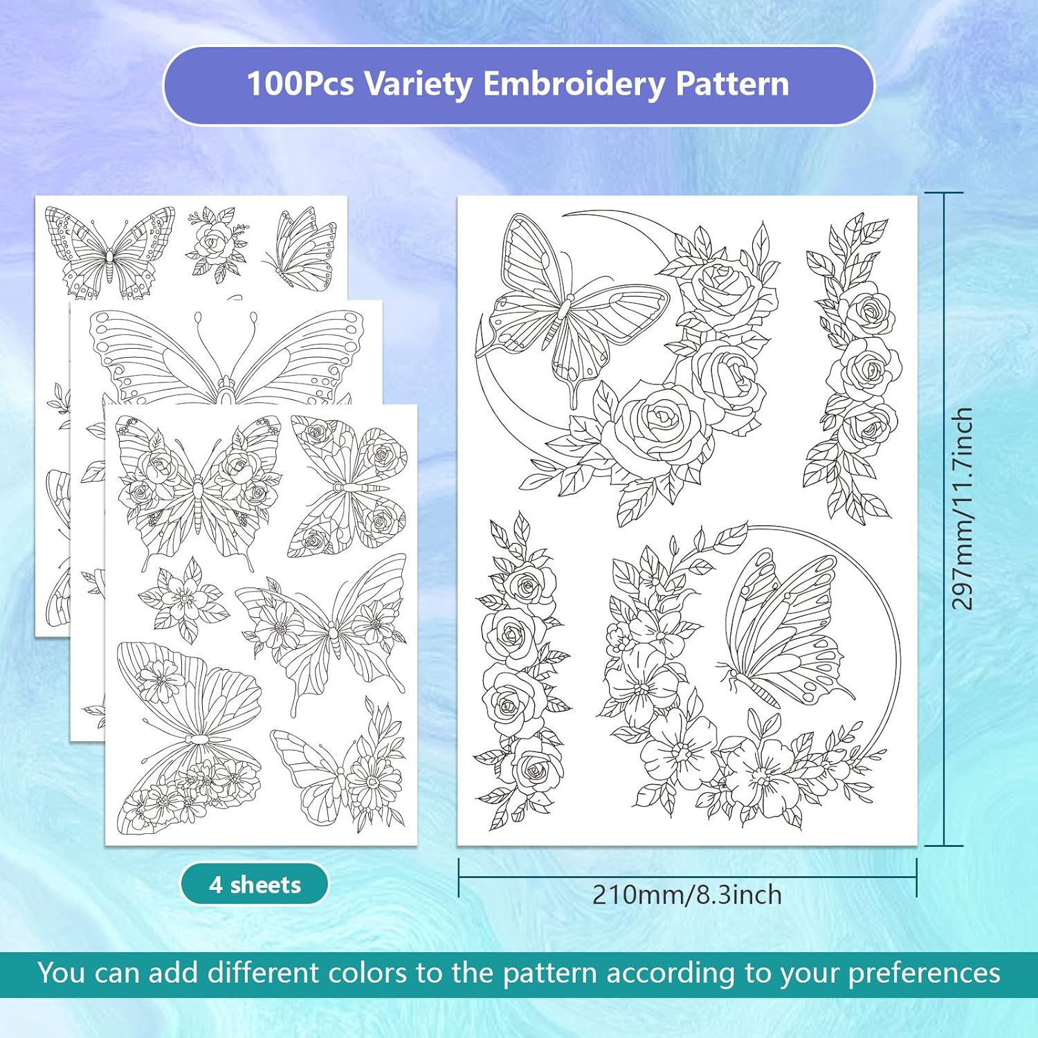 스틱앤스티치 수용성 자수 안감지 4매 나비꽃무늬 세탁가 - Embroidery Flower Pattern 리뷰 및 가격