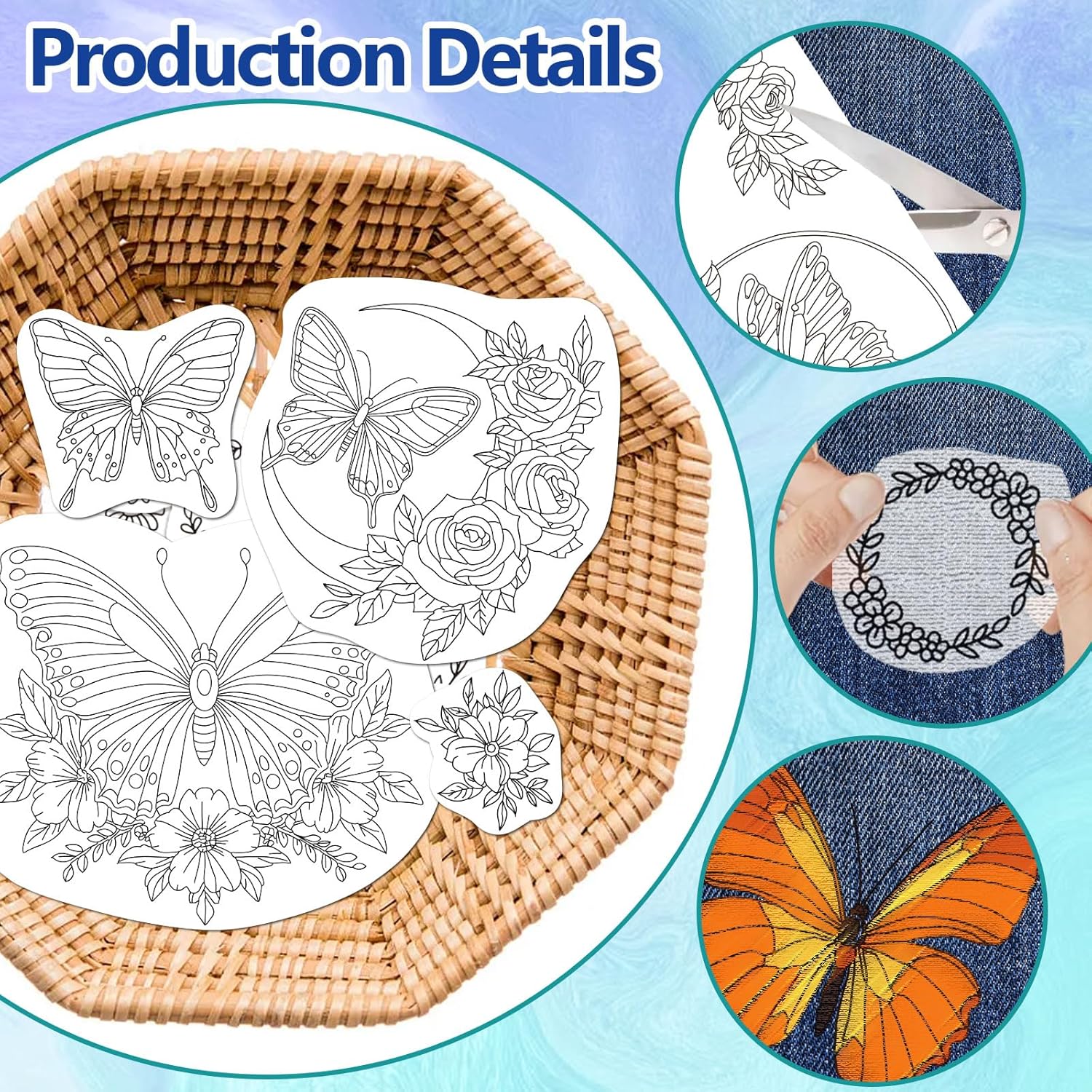 스틱앤스티치 수용성 자수 안감지 4매 나비꽃무늬 세탁가 - Embroidery Flower Pattern 리뷰 및 가격