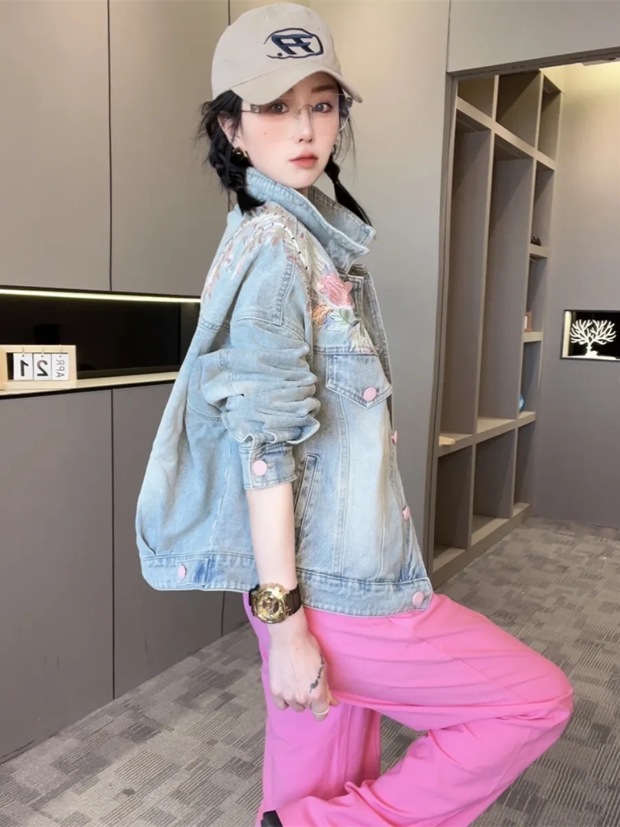 봄 가을 짧은 데님 재킷 2025 새로운 여성 자수 데 - Embroidery Jacket Jeans 리뷰 및 가격