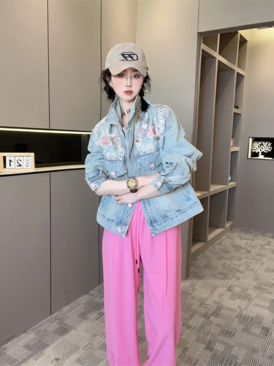 봄 가을 짧은 데님 재킷 2025 새로운 여성 자수 데 - Embroidery Jacket Jeans 리뷰 및 가격