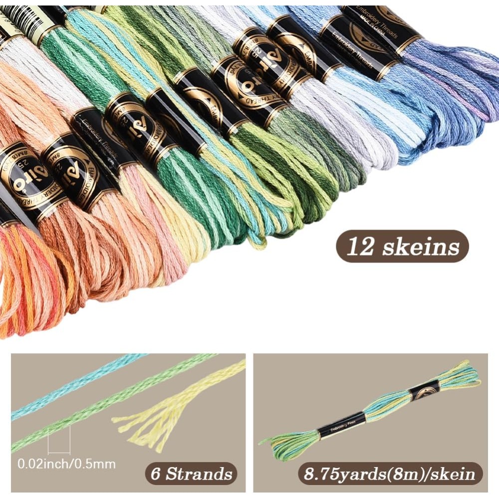 12개의 실뭉치, 105야드 크로스 스티치 자수실, 다 - Embroidery Gradient 리뷰 및 가격