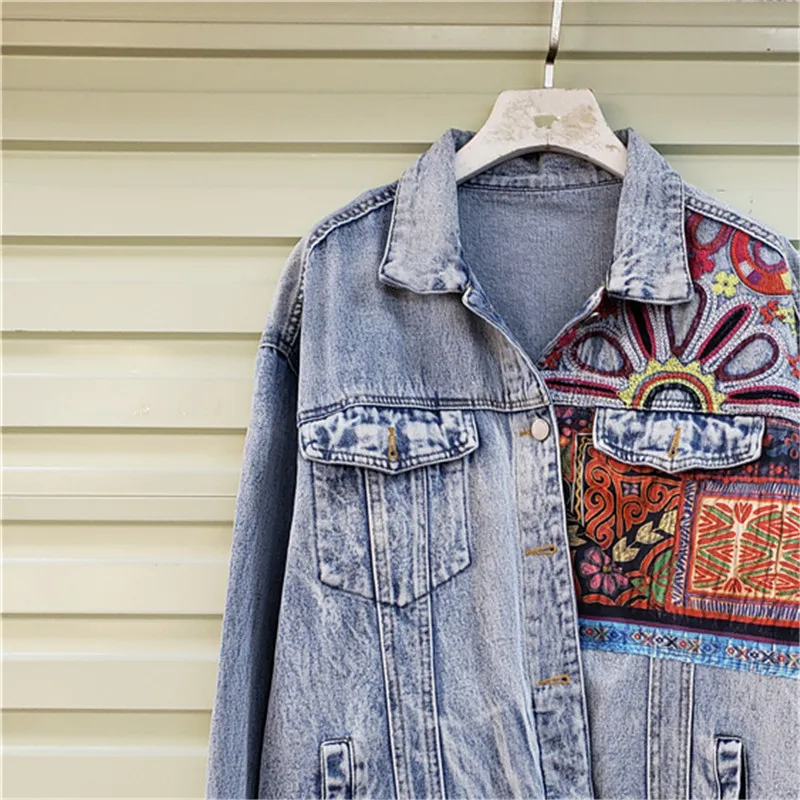 보헤미아 자수 스플 라이스 빅 포켓 데님 자켓 여성 루 - Embroidery Jacket Jeans 리뷰 및 가격