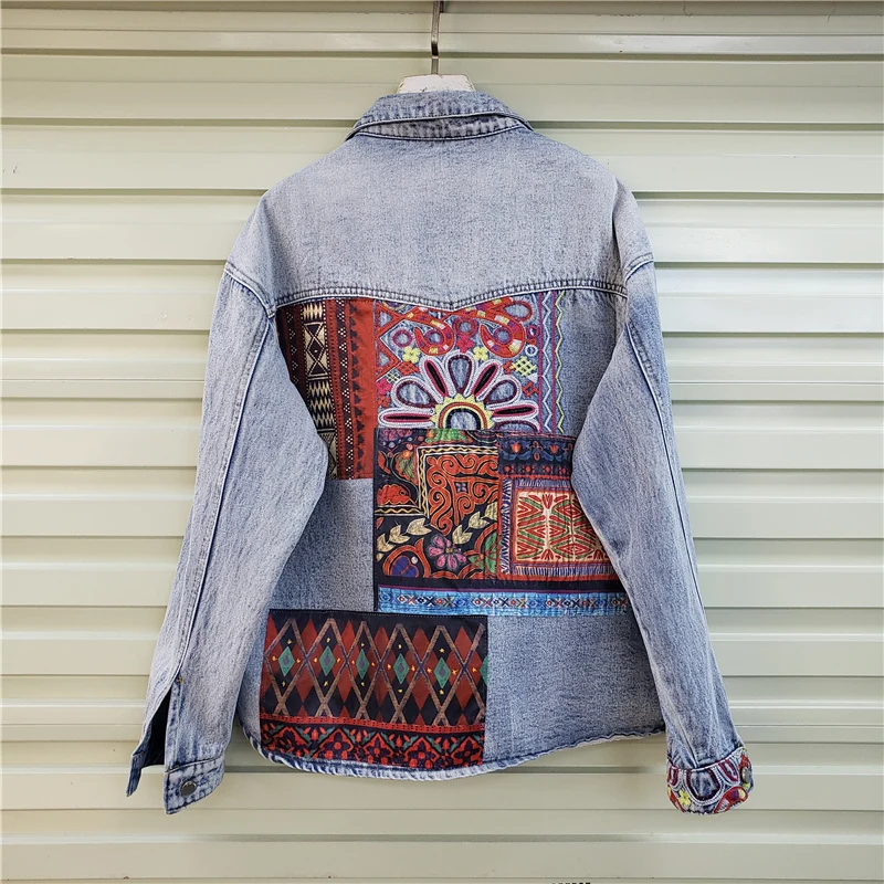 보헤미아 자수 스플 라이스 빅 포켓 데님 자켓 여성 루 - Embroidery Jacket Jeans 리뷰 및 가격