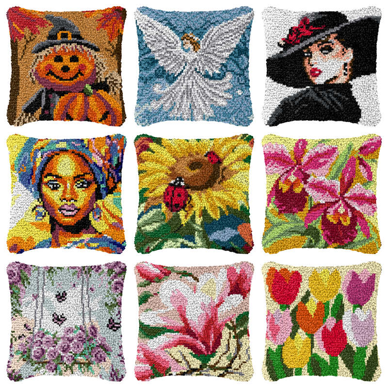 꽃 만화 래치 훅 베개 스미르나 패키지 훅 니트 자수  - Printed Embroidery Kit 리뷰 및 가격
