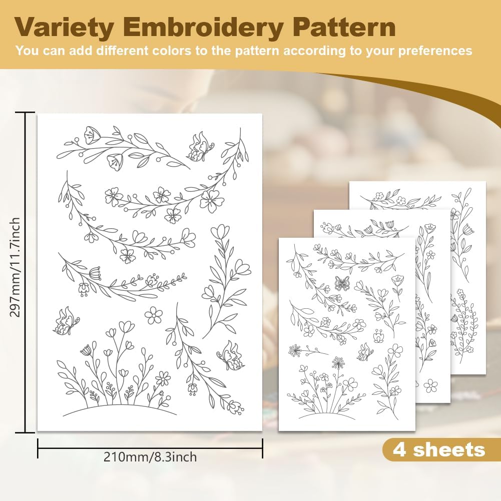 수용성 자수 안정제 종이 스틱 스티치 워시 어웨이 시트 - Embroidery Flower Pattern 리뷰 및 가격