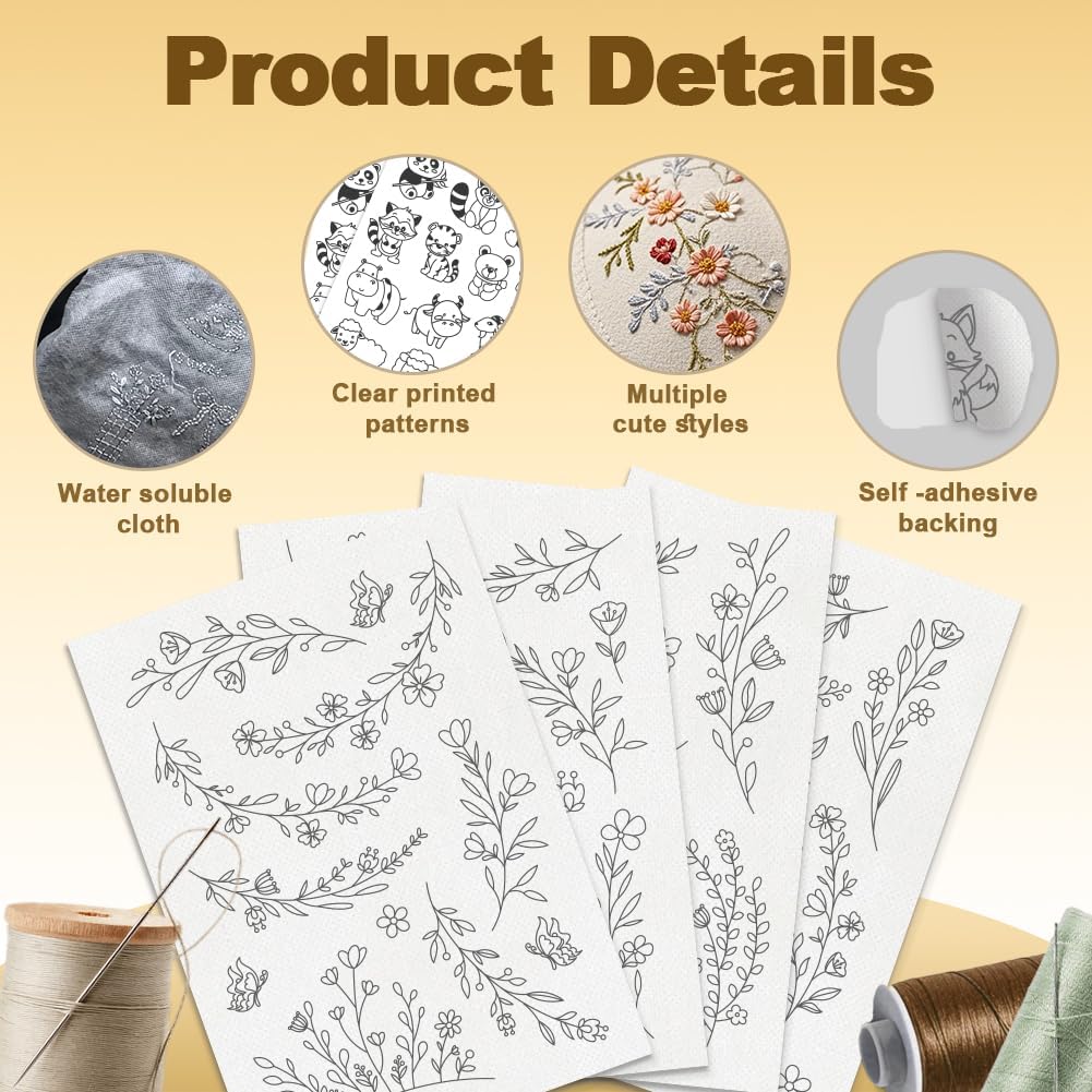 수용성 자수 안정제 종이 스틱 스티치 워시 어웨이 시트 - Embroidery Flower Pattern 리뷰 및 가격