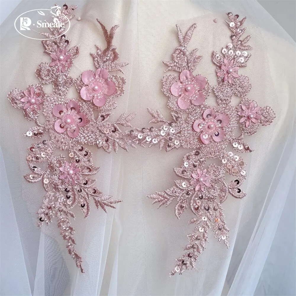 2개/1쌍 신상품 12색 스팽글 튜브 비즈 자수 레이스 - Embroidery Flower Pattern 리뷰 및 가격