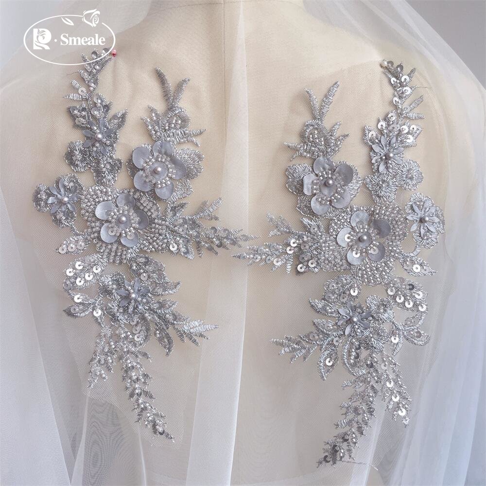 2개/1쌍 신상품 12색 스팽글 튜브 비즈 자수 레이스 - Embroidery Flower Pattern 리뷰 및 가격