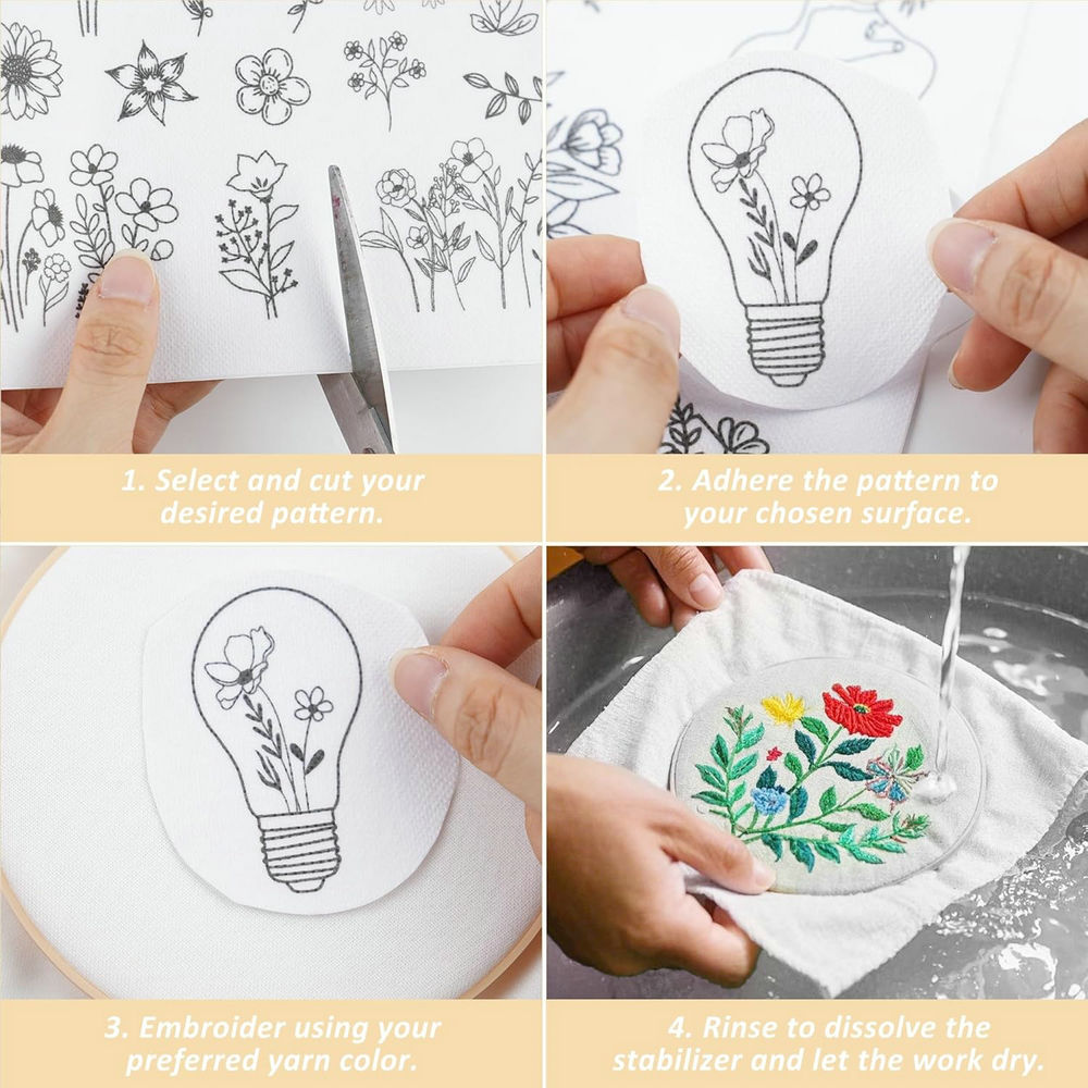 수용성 자수 패턴 안정제, 사전 인쇄된 야생화 꽃나무  - Embroidery Flower Pattern 리뷰 및 가격