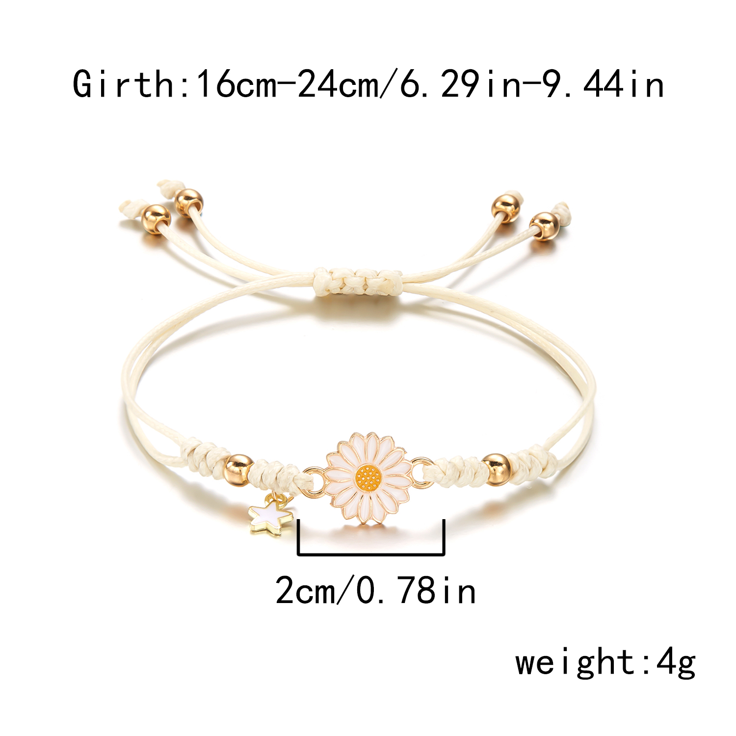 여성을위한 간단한 행운의 매듭 해바라기 팔찌 유행 수제 - Embroidery Daisy Flower 리뷰 및 가격