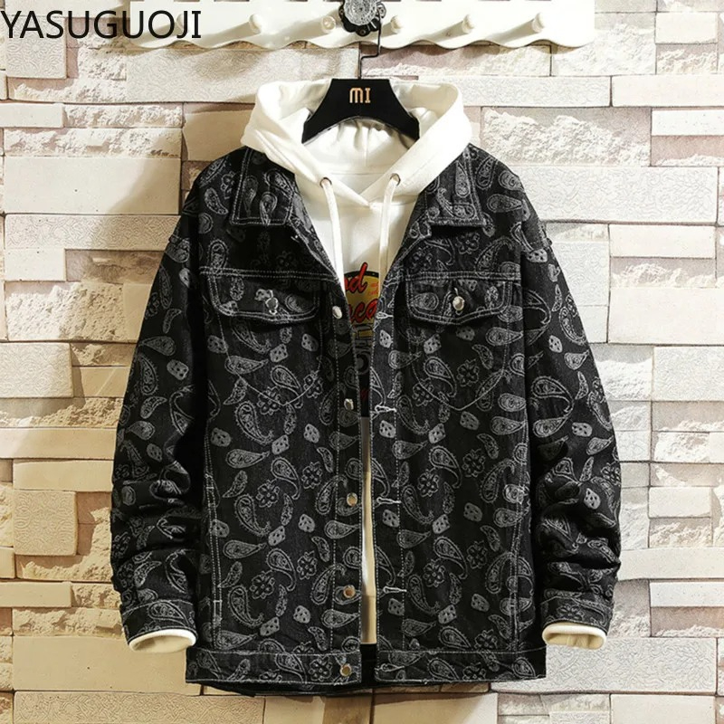 새로운 2025 봄 일본 빈티지 인쇄 데님 재킷 남자  - Embroidery Jacket Jeans 리뷰 및 가격