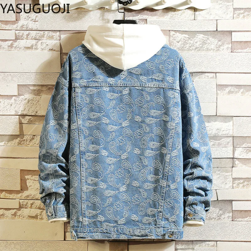 새로운 2025 봄 일본 빈티지 인쇄 데님 재킷 남자  - Embroidery Jacket Jeans 리뷰 및 가격