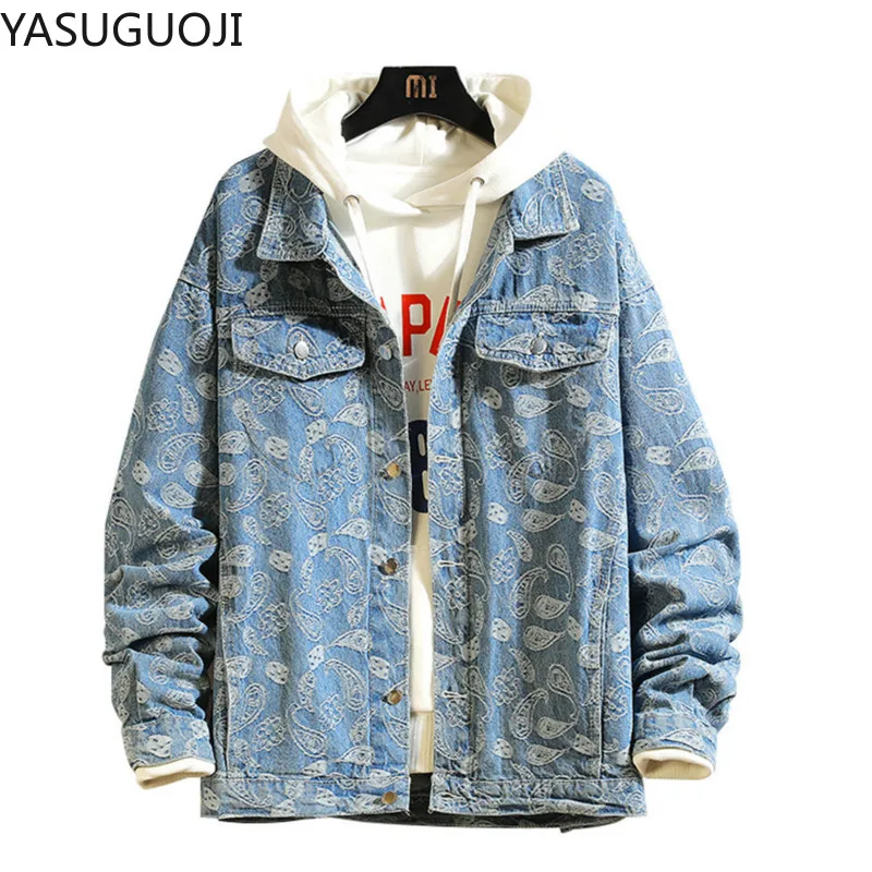 새로운 2025 봄 일본 빈티지 인쇄 데님 재킷 남자  - Embroidery Jacket Jeans 리뷰 및 가격