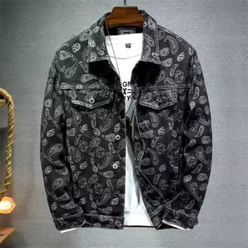 새로운 2025 봄 일본 빈티지 인쇄 데님 재킷 남자  - Embroidery Jacket Jeans 리뷰 및 가격