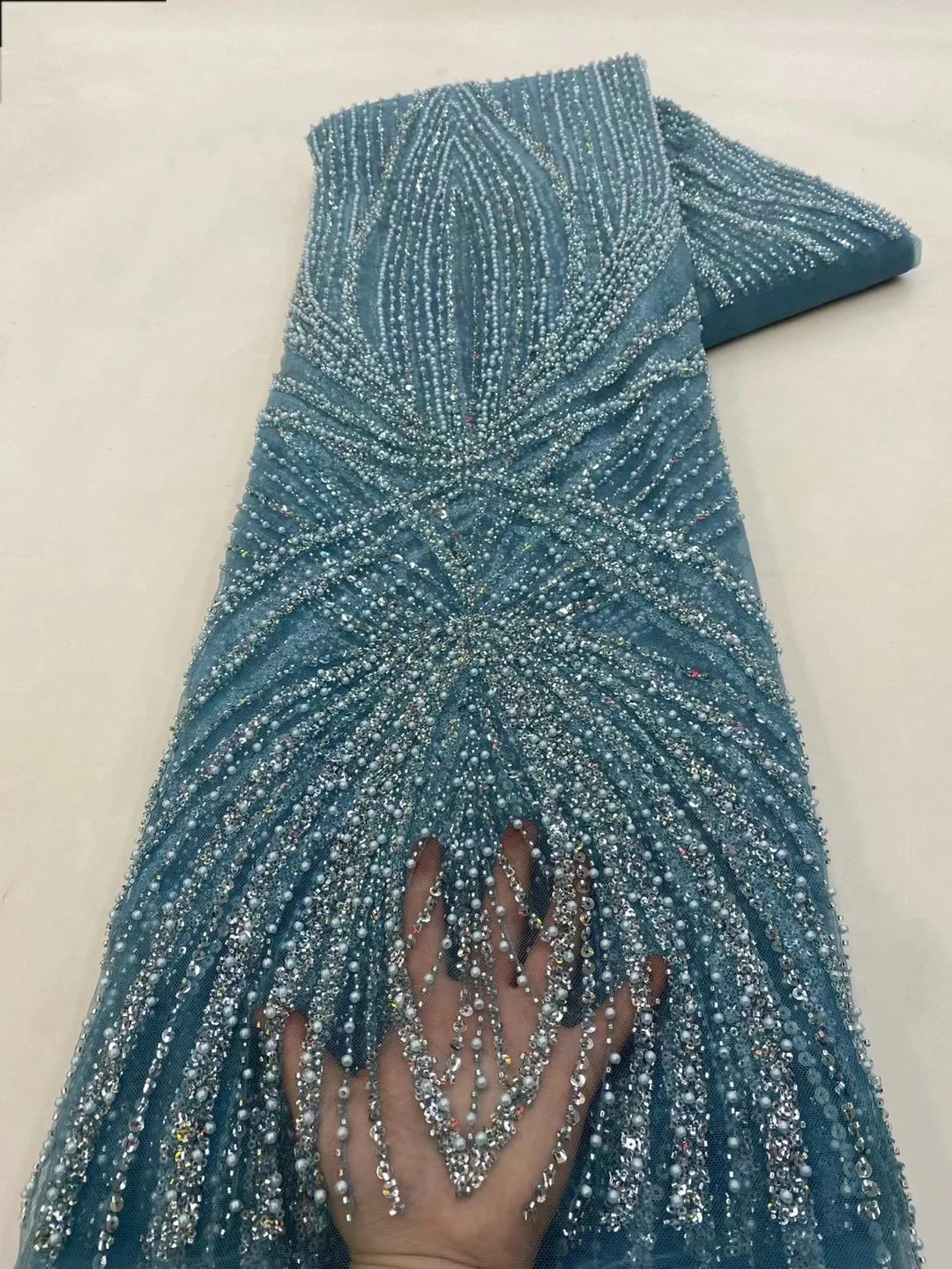 2야드 고품질 아프리카 스팽글 비즈 레이스 원단 202 - Embroidery Gradient 리뷰 및 가격