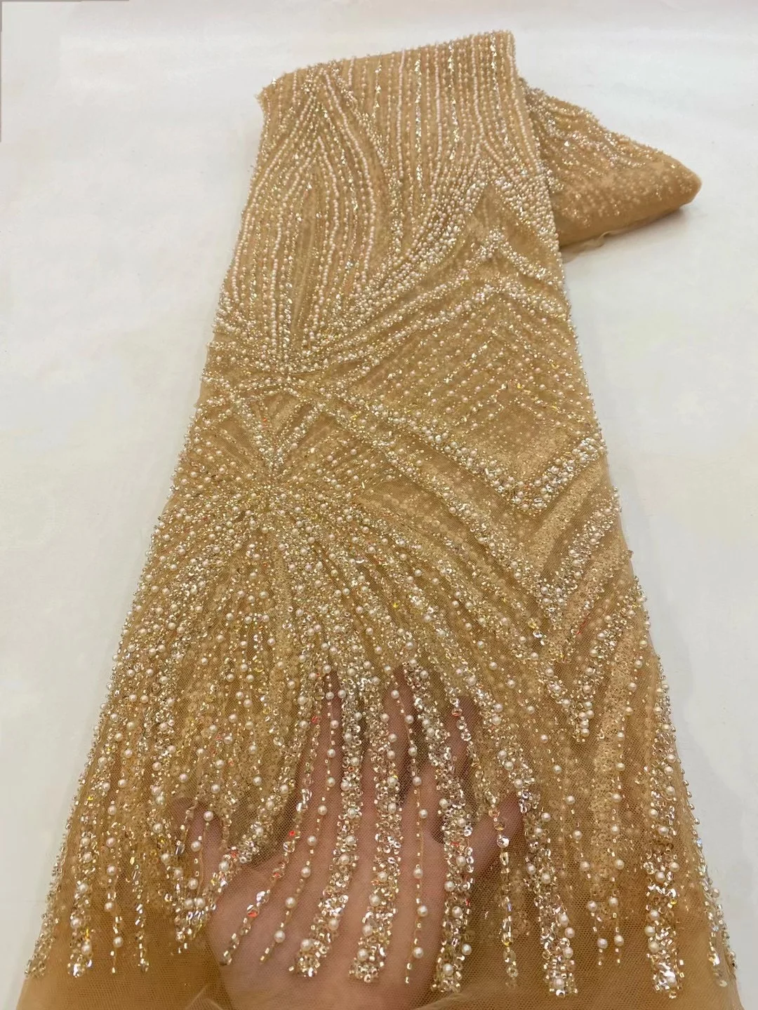 2야드 고품질 아프리카 스팽글 비즈 레이스 원단 202 - Embroidery Gradient 리뷰 및 가격