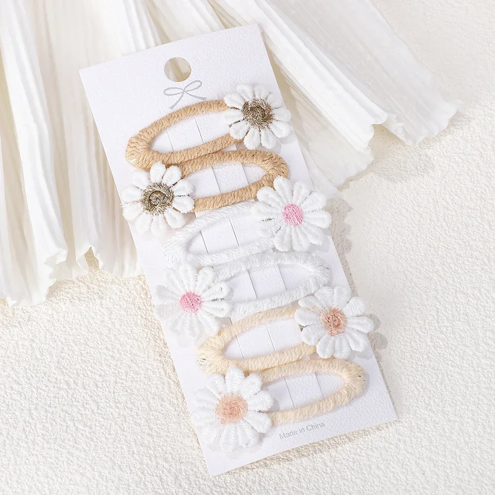 6PCS 귀여운 데이지 꽃 헤어 클립 어린이를위한 앞머 - Embroidery Daisy Flower 리뷰 및 가격