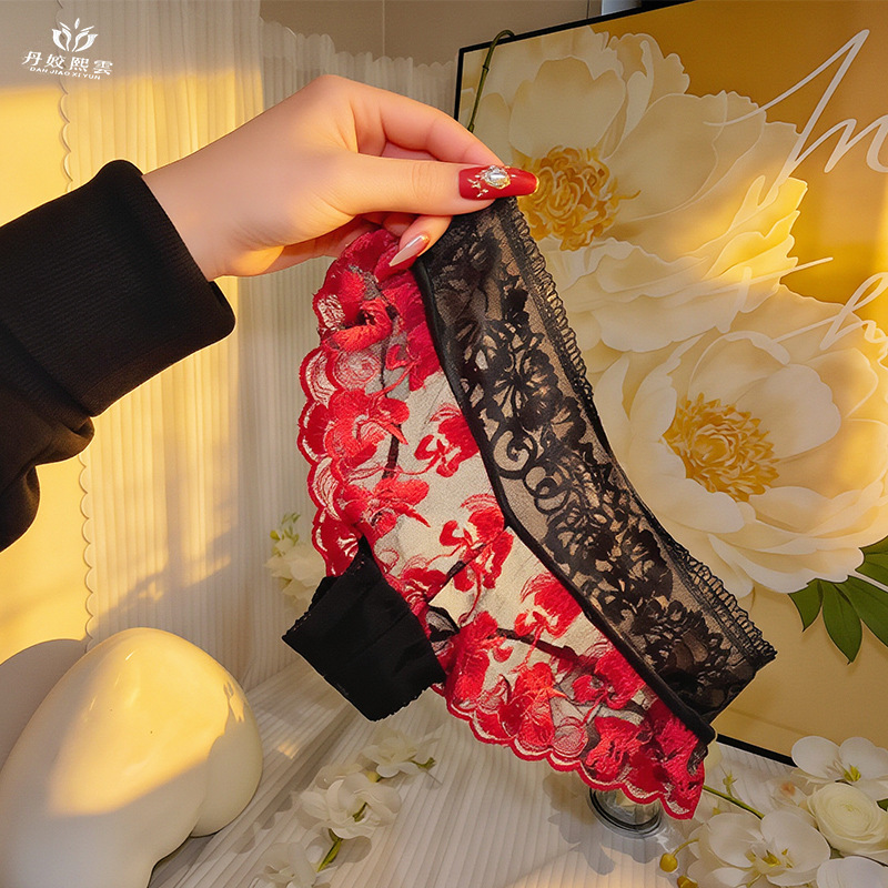 【1pcs】lingeries femme 울트라 핫 레드 - Embroidery Red 리뷰 및 가격