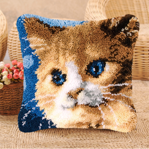 캣 시리즈 래치 훅 키트 매트 쿠션 베개 DIY 공예  - Printed Embroidery Kit 리뷰 및 가격