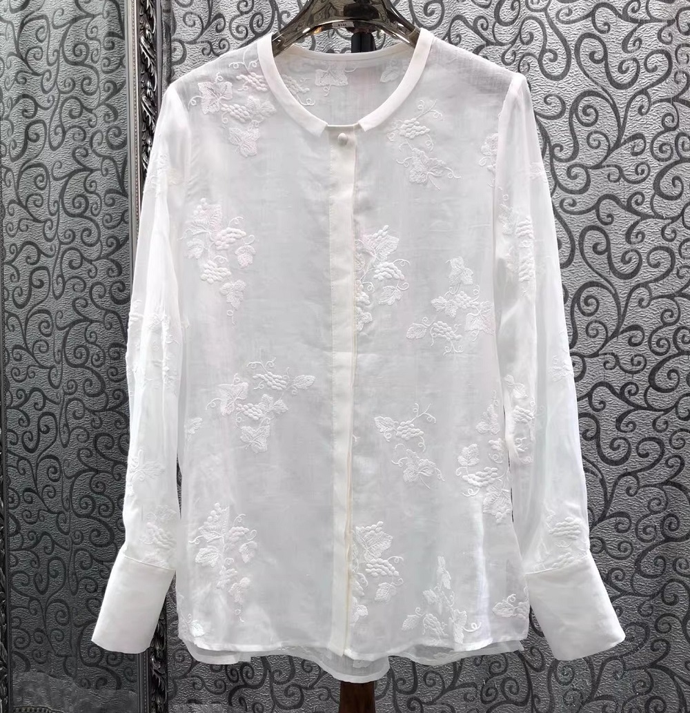최고급 새 패션 스타일 블라우스 2026 봄 여성용 전 - Embroidery Yellow 리뷰 및 가격