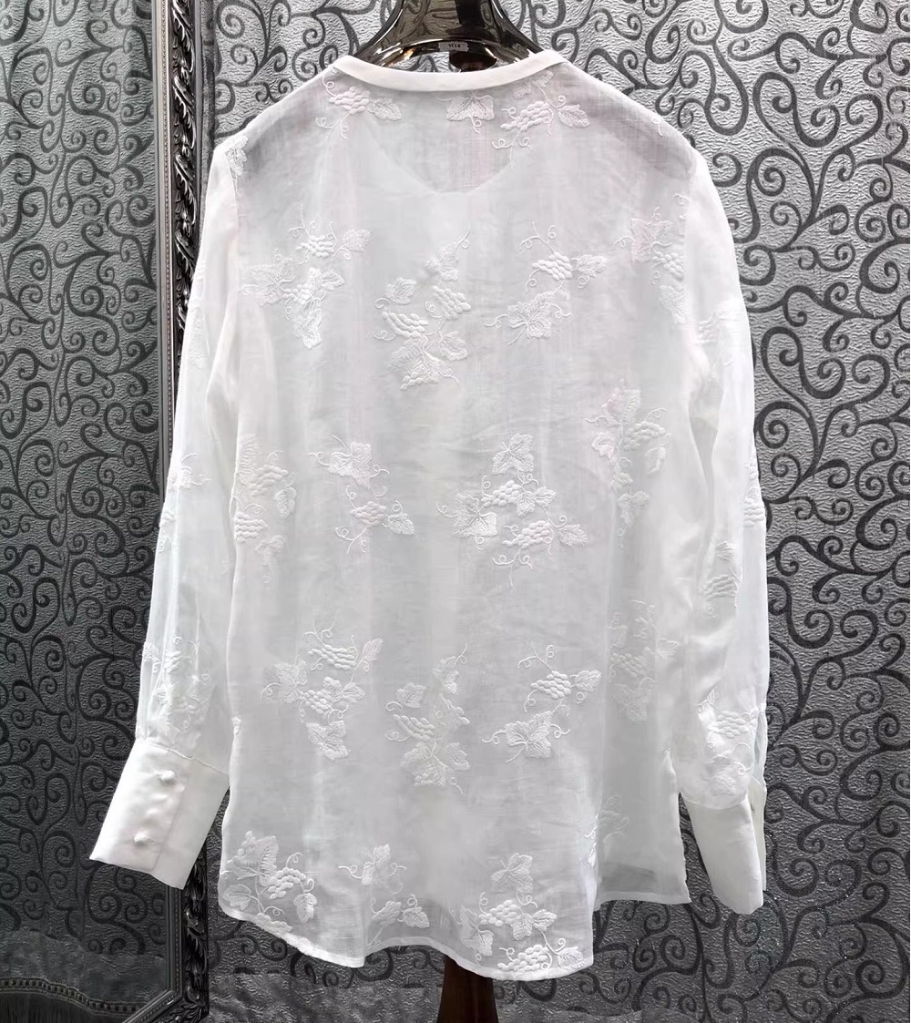 최고급 새 패션 스타일 블라우스 2026 봄 여성용 전 - Embroidery Yellow 리뷰 및 가격